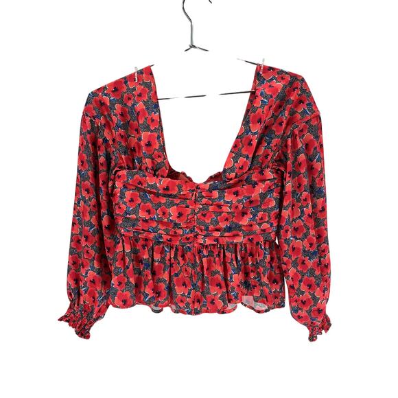 House Of Harlow 1960 x Revolve 'Burna' Red Polyester Blouse Size XS - Picture 3 of 4
